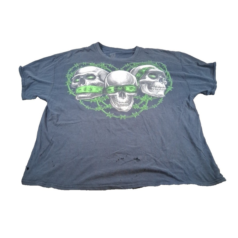 Y2k Skull Money Barbwire T Shirt 3xl Graphic Print